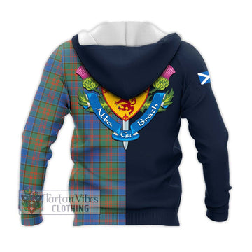 Stewart of Appin Hunting Ancient Tartan Knitted Hoodie Alba with Scottish Lion Royal Arm Half Style