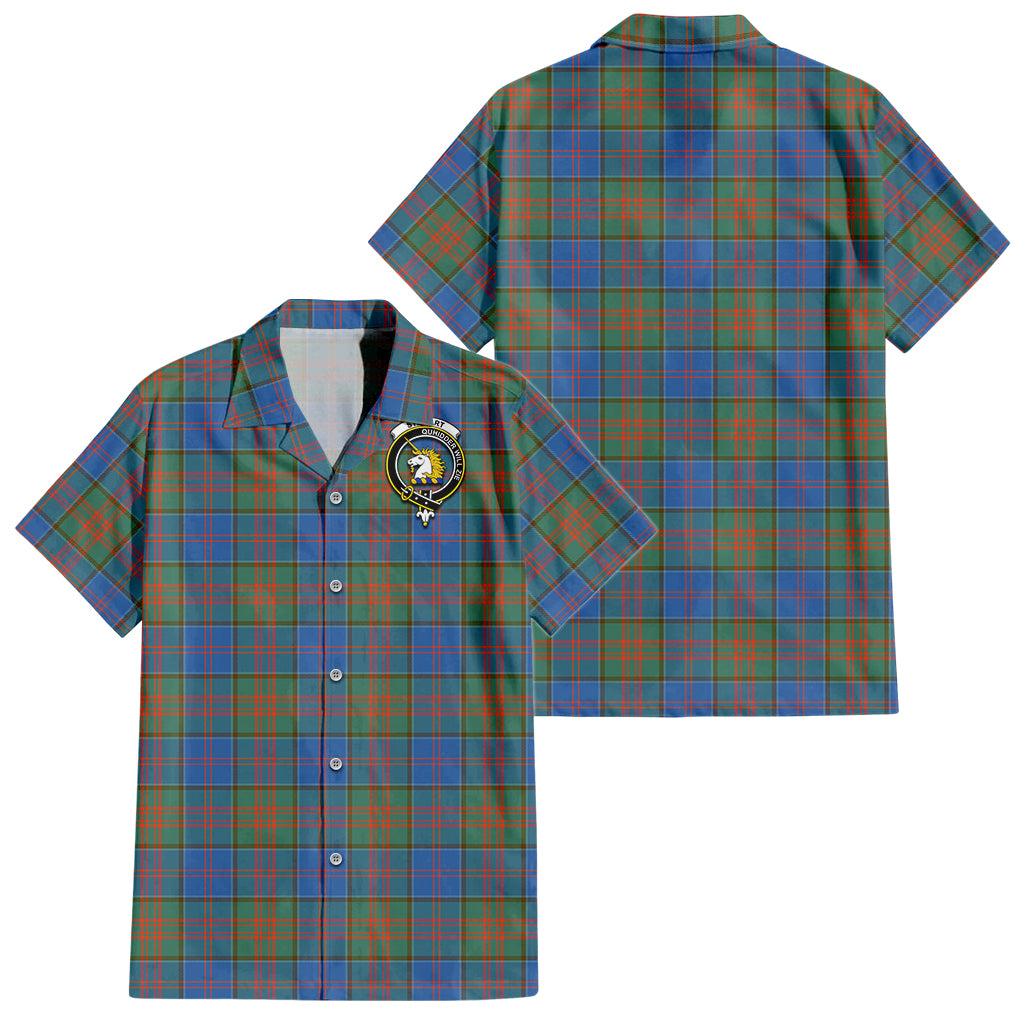 stewart-of-appin-hunting-ancient-tartan-short-sleeve-button-down-shirt-with-family-crest