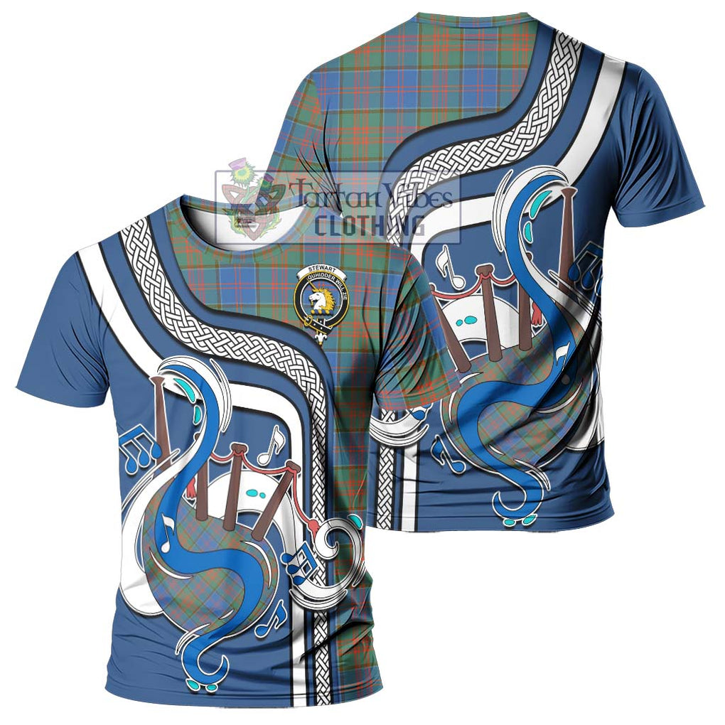 Stewart of Appin Hunting Ancient Tartan T-Shirt with Epic Bagpipe Style - Tartanvibesclothing Shop