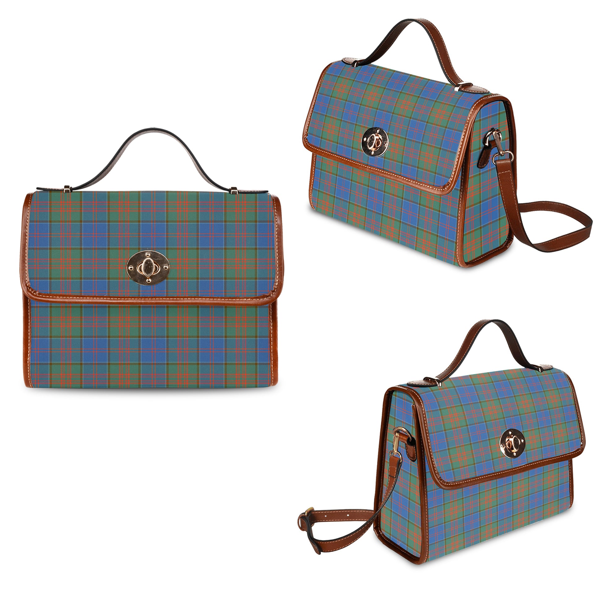 Stewart of Appin Hunting Ancient Tartan Leather Strap Waterproof Canvas Bag - Tartanvibesclothing