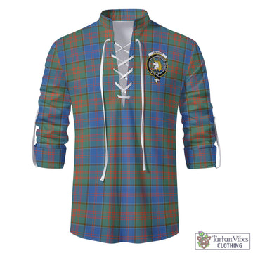 Stewart of Appin Hunting Ancient Tartan Men's Scottish Traditional Jacobite Ghillie Kilt Shirt with Family Crest