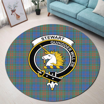 Stewart of Appin Hunting Ancient Tartan Round Rug with Family Crest