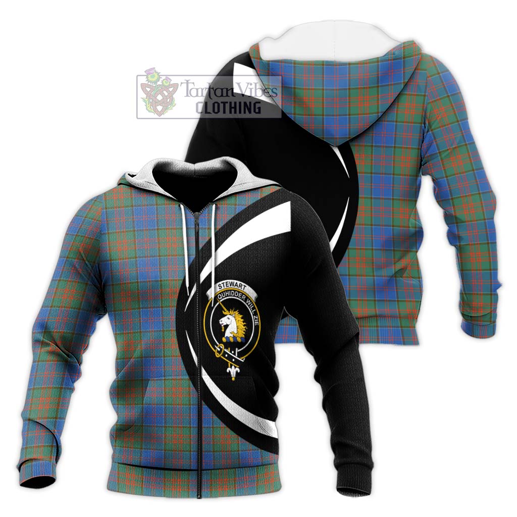 Stewart of Appin Hunting Ancient Tartan Knitted Hoodie with Family Crest Circle Style Unisex Knitted Zip Hoodie - Tartan Vibes Clothing