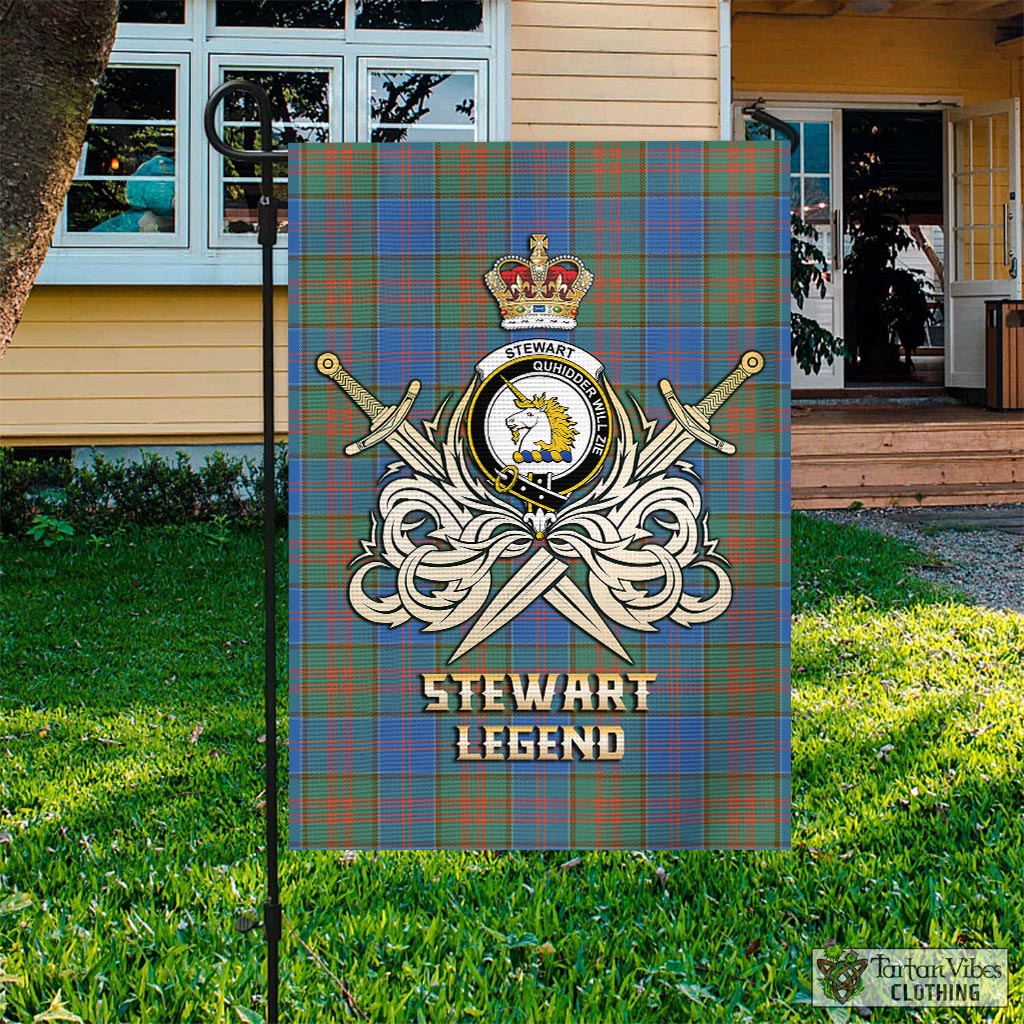 Tartan Vibes Clothing Stewart of Appin Hunting Ancient Tartan Flag with Clan Crest and the Golden Sword of Courageous Legacy