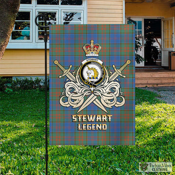 Stewart of Appin Hunting Ancient Tartan Flag with Clan Crest and the Golden Sword of Courageous Legacy