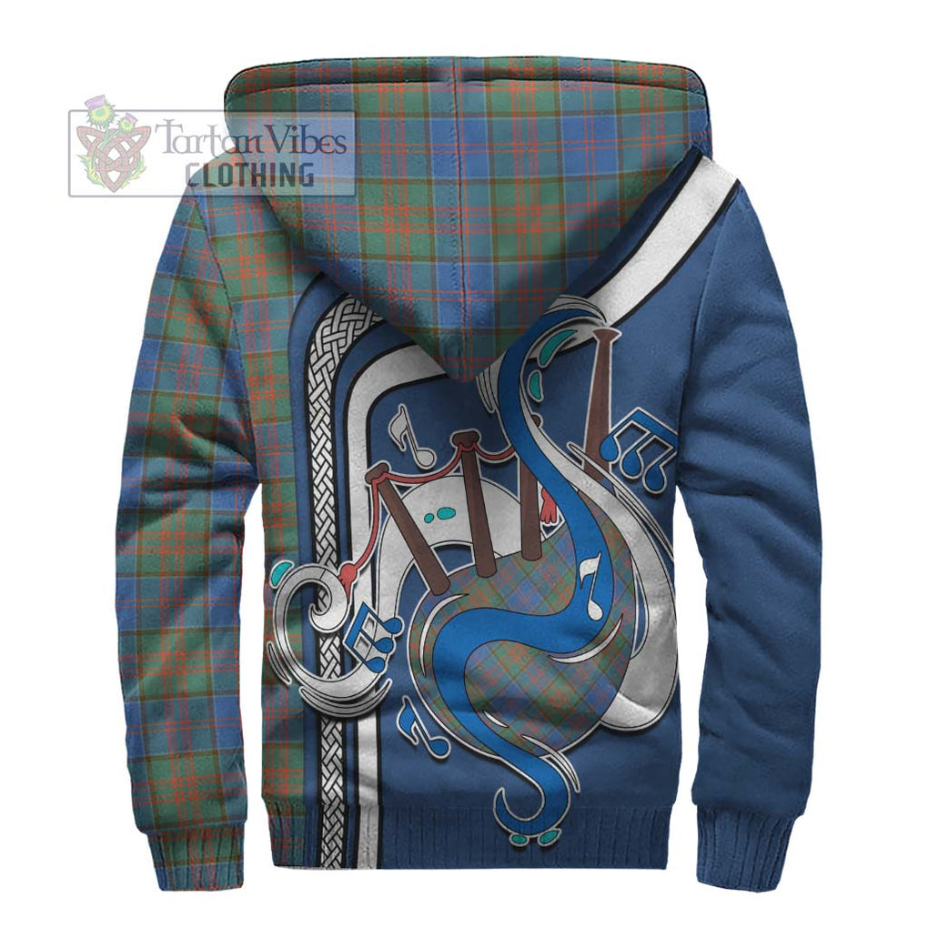 Stewart of Appin Hunting Ancient Tartan Sherpa Hoodie with Epic Bagpipe Style - Tartanvibesclothing Shop