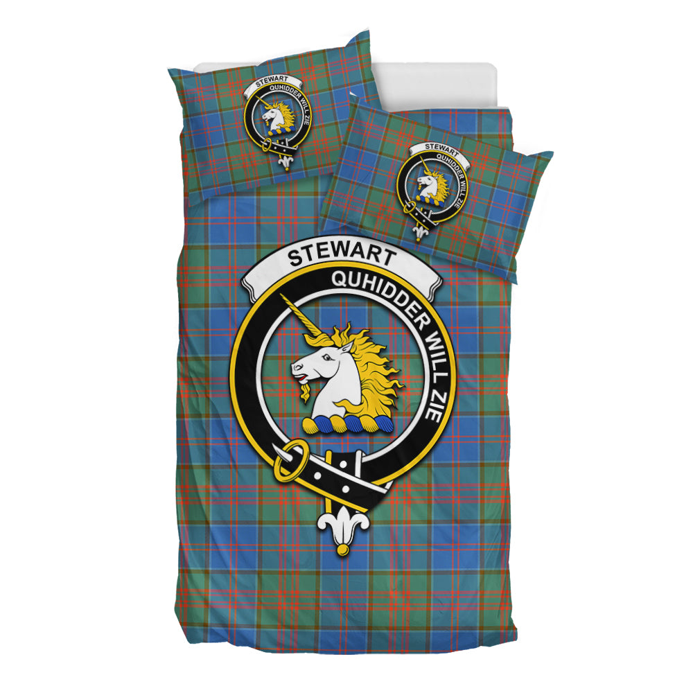 Stewart of Appin Hunting Ancient Tartan Bedding Set with Family Crest - Tartan Vibes Clothing