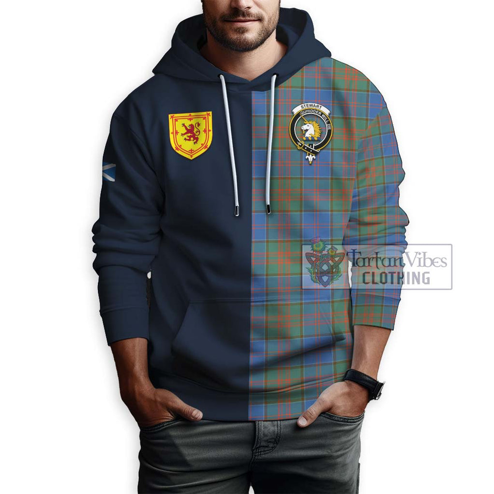 Tartan Vibes Clothing Stewart of Appin Hunting Ancient Tartan Hoodie with Scottish Lion Royal Arm Half Style