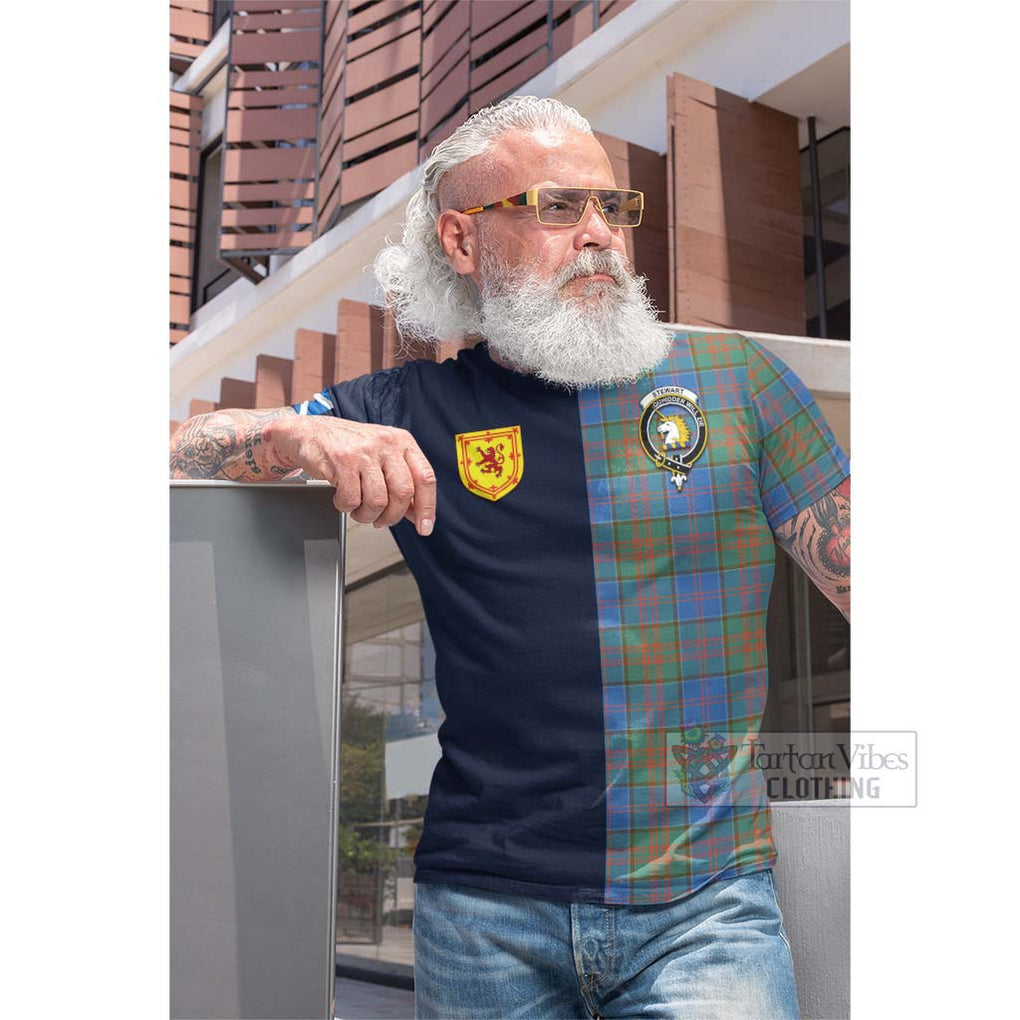 Tartan Vibes Clothing Stewart of Appin Hunting Ancient Tartan Cotton T-shirt with Scottish Lion Royal Arm Half Style