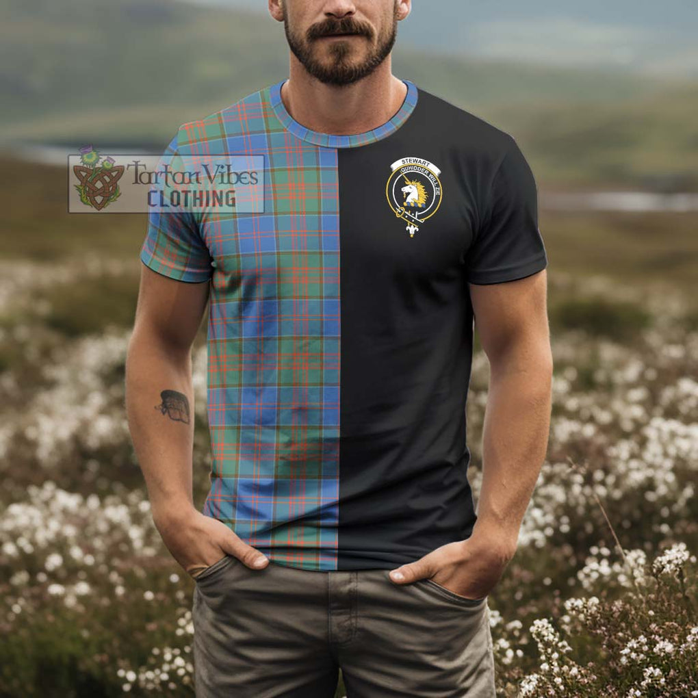 Stewart of Appin Hunting Ancient Tartan T-Shirt with Family Crest and Half Of Me Style - Tartanvibesclothing Shop