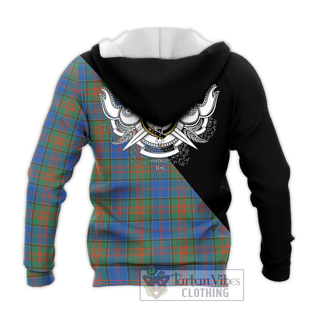 Stewart of Appin Hunting Ancient Tartan Knitted Hoodie with Family Crest and Military Logo Style - Tartanvibesclothing Shop