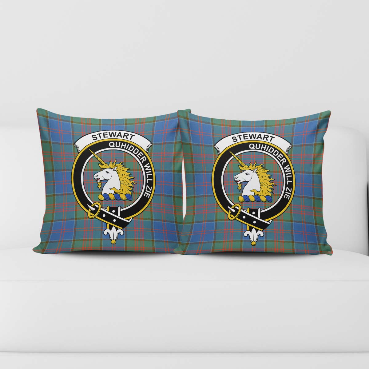 Stewart of Appin Hunting Ancient Tartan Pillow Cover with Family Crest - Tartanvibesclothing