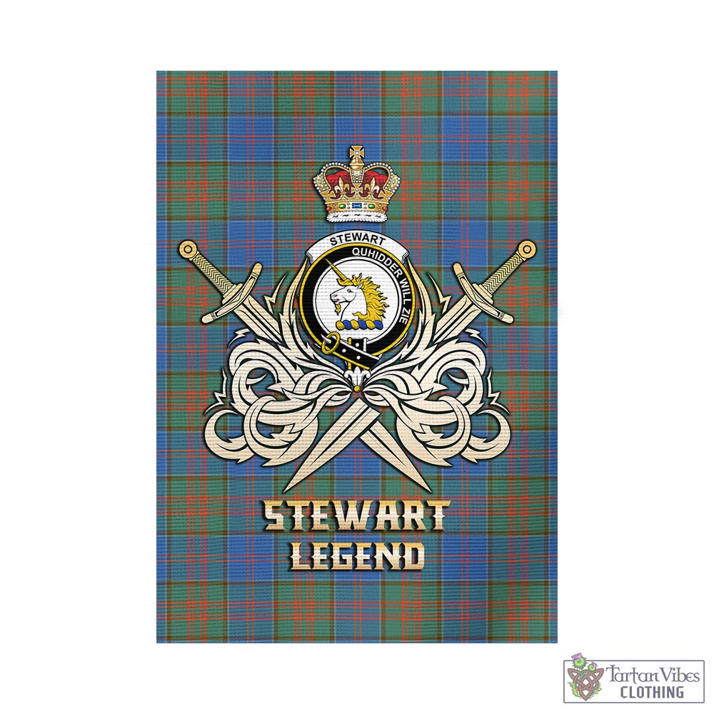 Tartan Vibes Clothing Stewart of Appin Hunting Ancient Tartan Flag with Clan Crest and the Golden Sword of Courageous Legacy