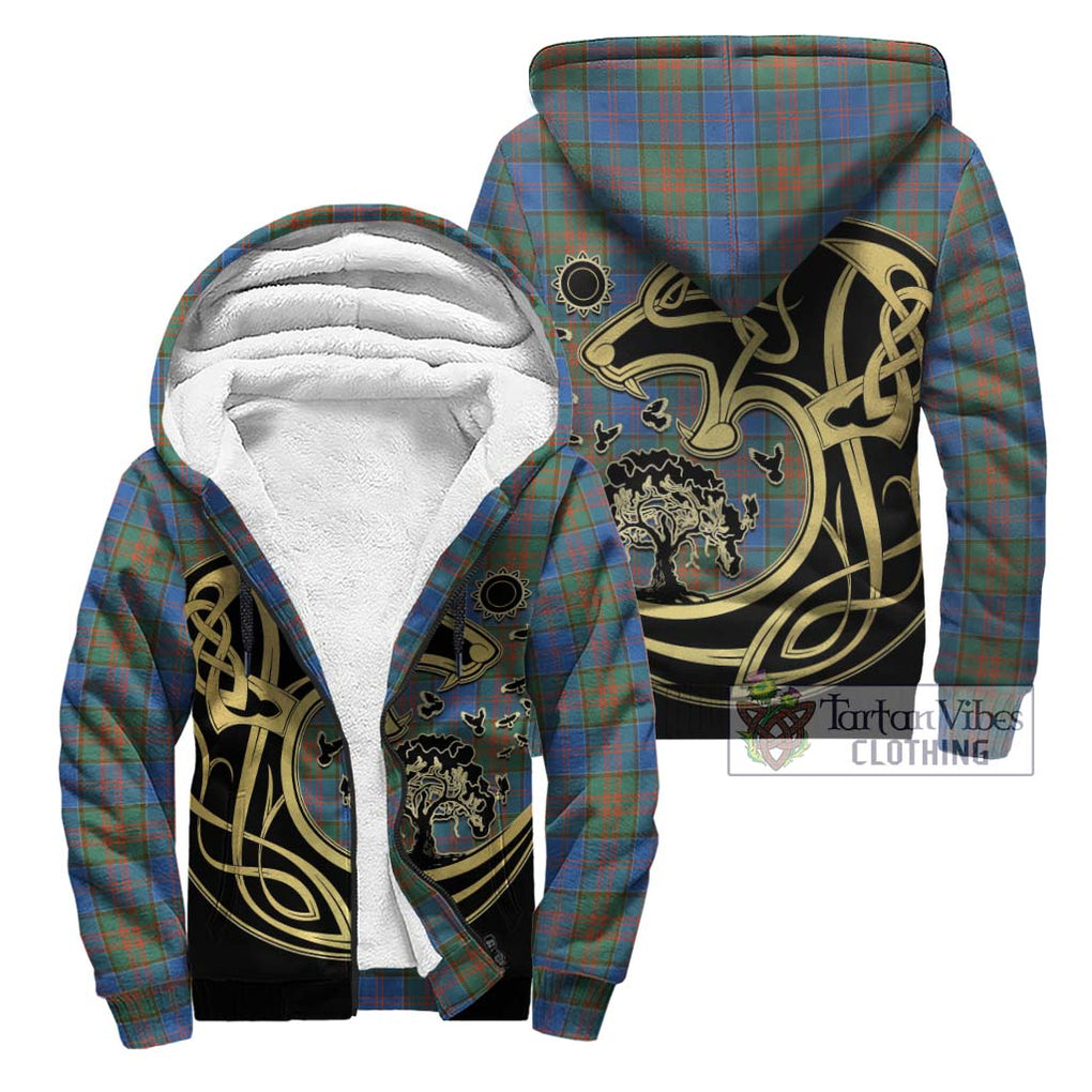 Stewart of Appin Hunting Ancient Tartan Sherpa Hoodie with Family Crest Celtic Wolf Style Unisex - Tartan Vibes Clothing