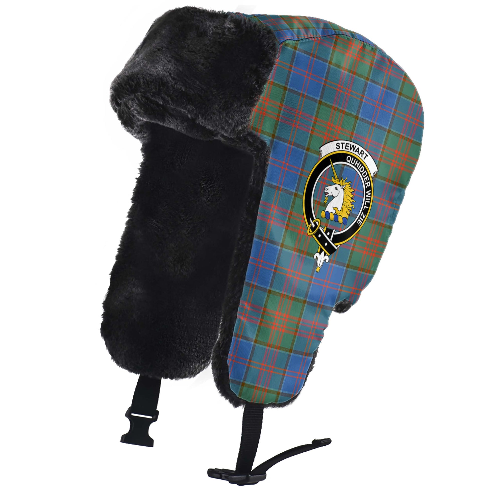 Stewart of Appin Hunting Ancient Tartan Winter Trapper Hat with Family Crest - Tartanvibesclothing