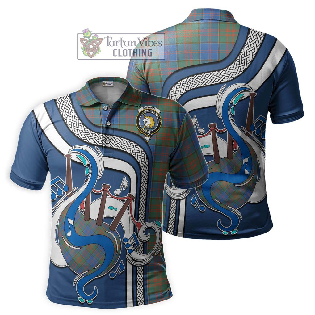 Tartan Vibes Clothing Stewart of Appin Hunting Ancient Tartan Polo Shirt with Epic Bagpipe Style