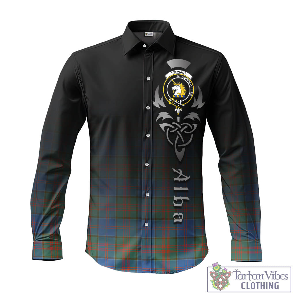 Tartan Vibes Clothing Stewart of Appin Hunting Ancient Tartan Long Sleeve Button Up Featuring Alba Gu Brath Family Crest Celtic Inspired