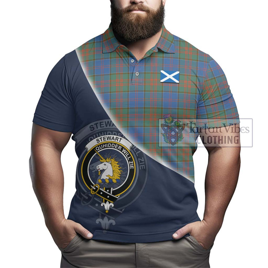 Stewart of Appin Hunting Ancient Tartan Polo Shirt with Personalised National Flag and Family Crest Half Style - Tartanvibesclothing Shop