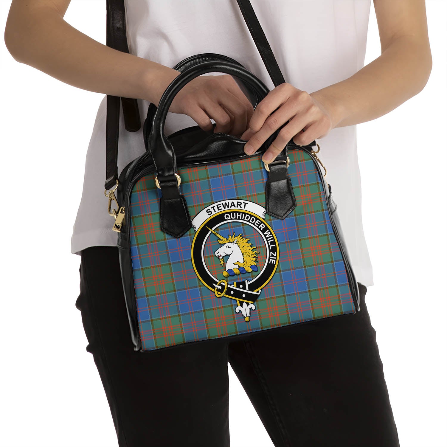 Stewart of Appin Hunting Ancient Tartan Shoulder Handbags with Family Crest - Tartanvibesclothing