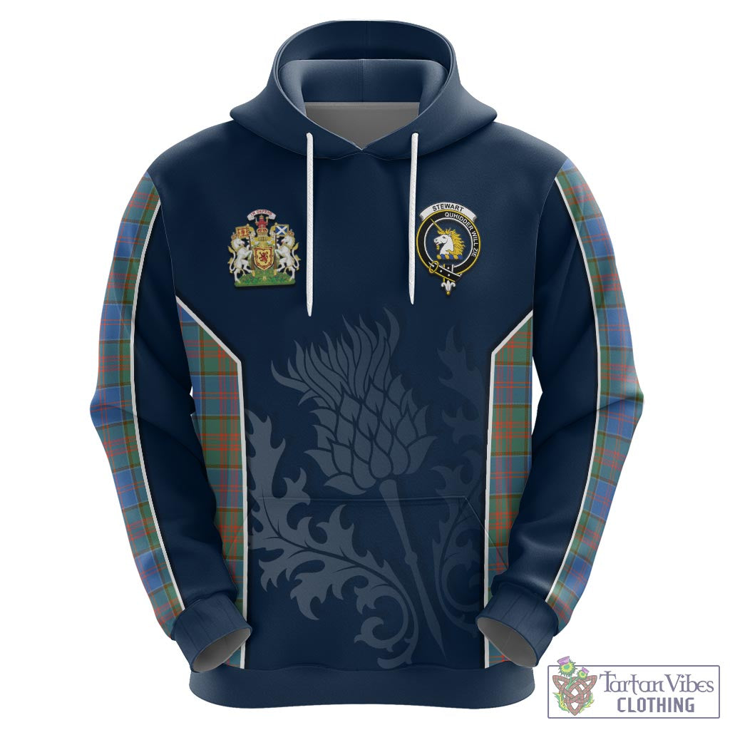 Tartan Vibes Clothing Stewart of Appin Hunting Ancient Tartan Hoodie with Family Crest and Scottish Thistle Vibes Sport Style