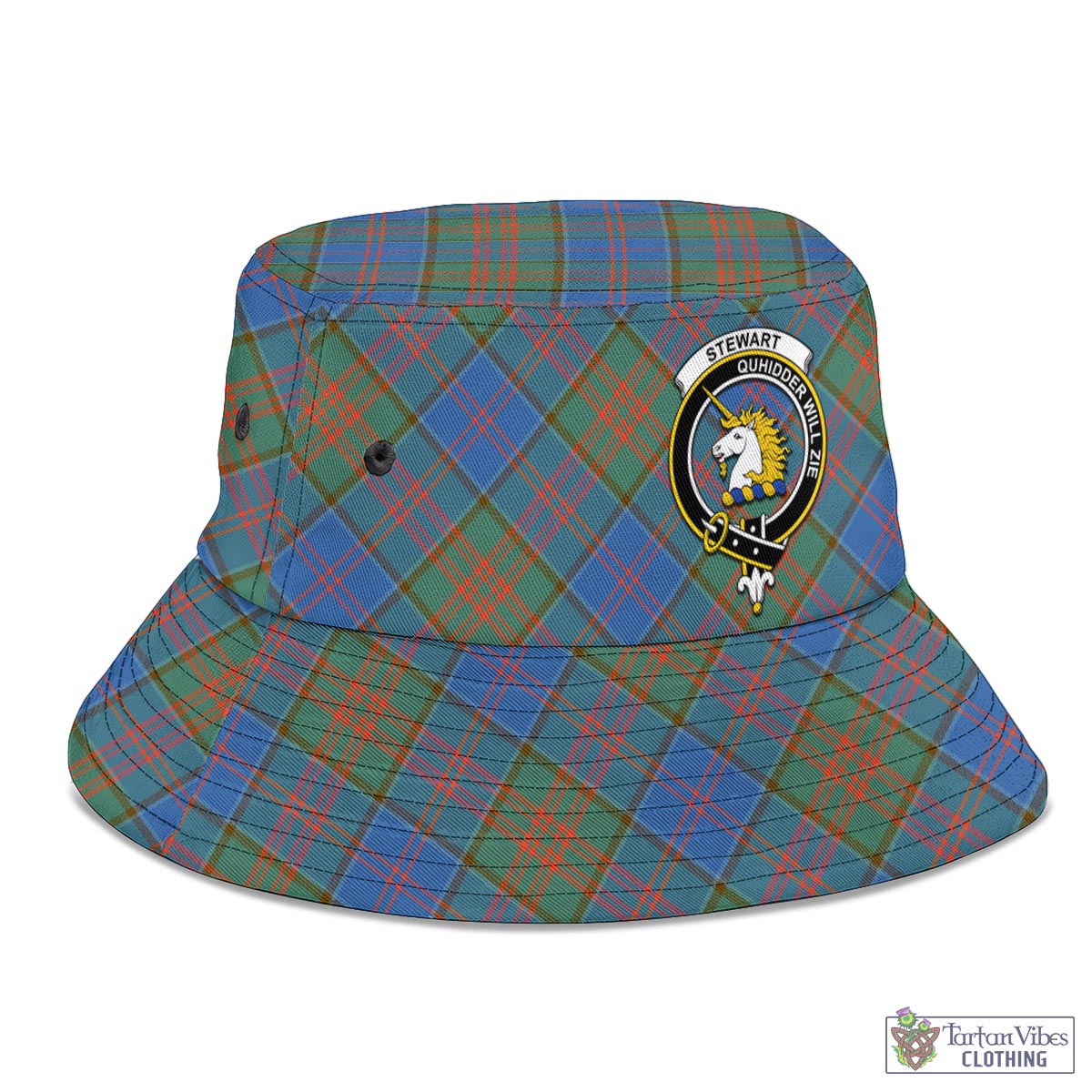 Tartan Vibes Clothing Stewart of Appin Hunting Ancient Tartan Bucket Hat with Family Crest