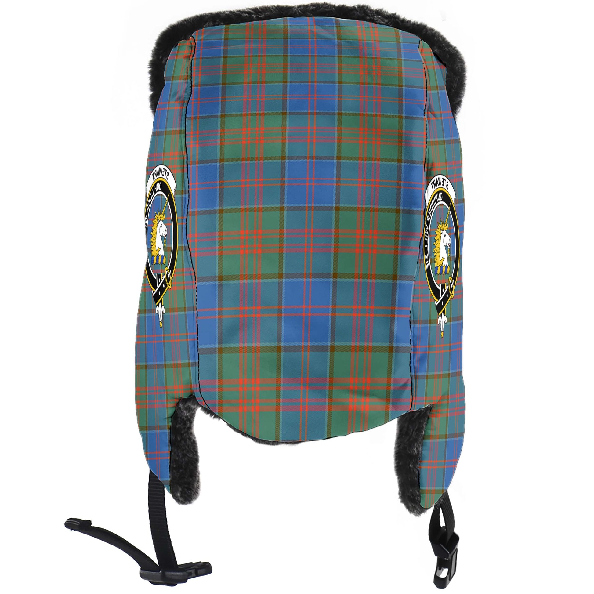 Stewart of Appin Hunting Ancient Tartan Winter Trapper Hat with Family Crest - Tartanvibesclothing