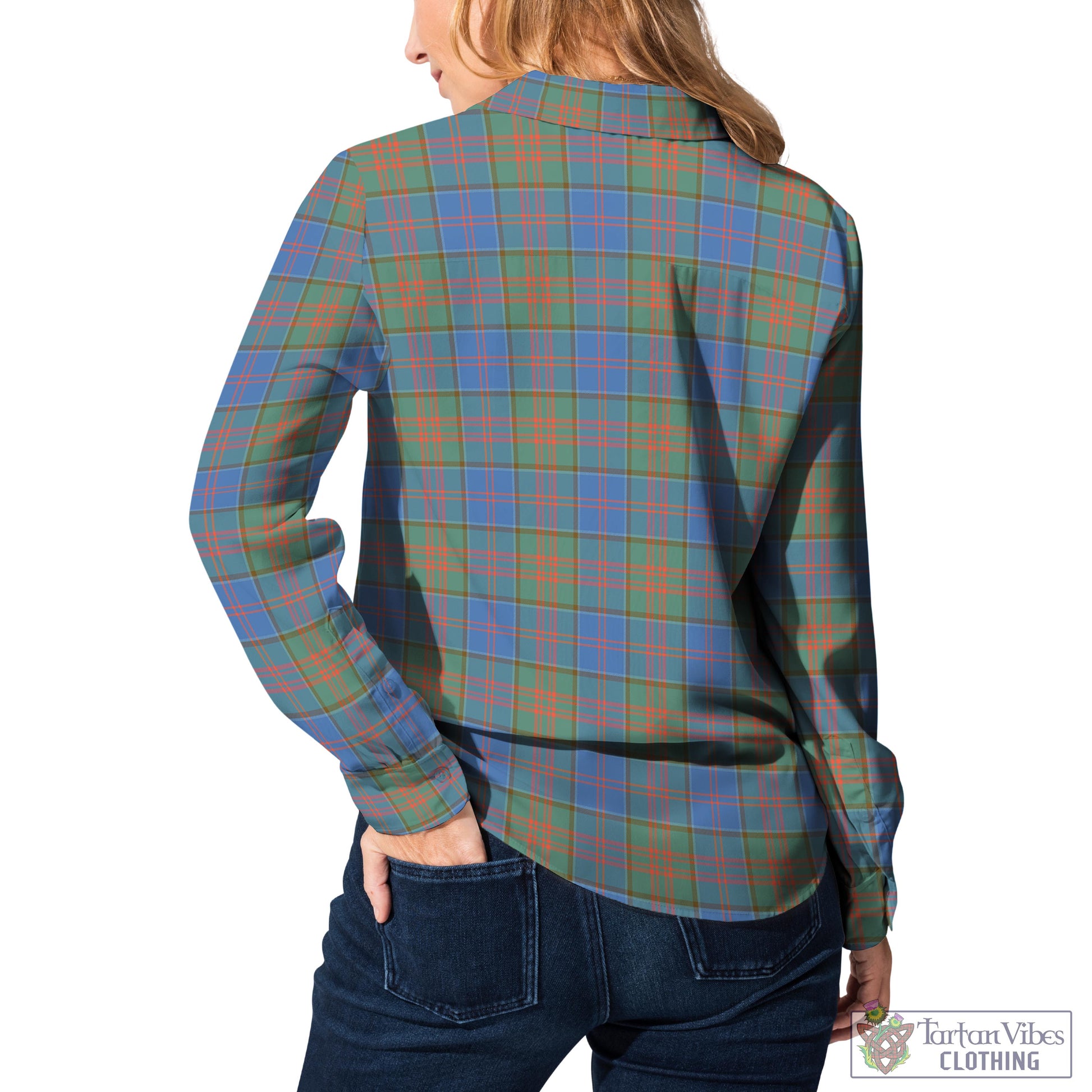 Tartan Vibes Clothing Stewart of Appin Hunting Ancient Tartan Womens Casual Shirt with Family Crest