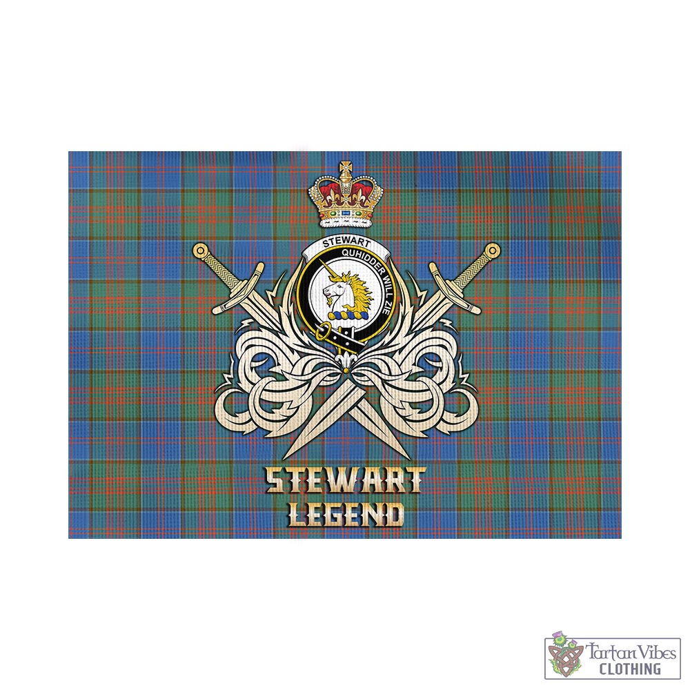 Tartan Vibes Clothing Stewart of Appin Hunting Ancient Tartan Flag with Clan Crest and the Golden Sword of Courageous Legacy