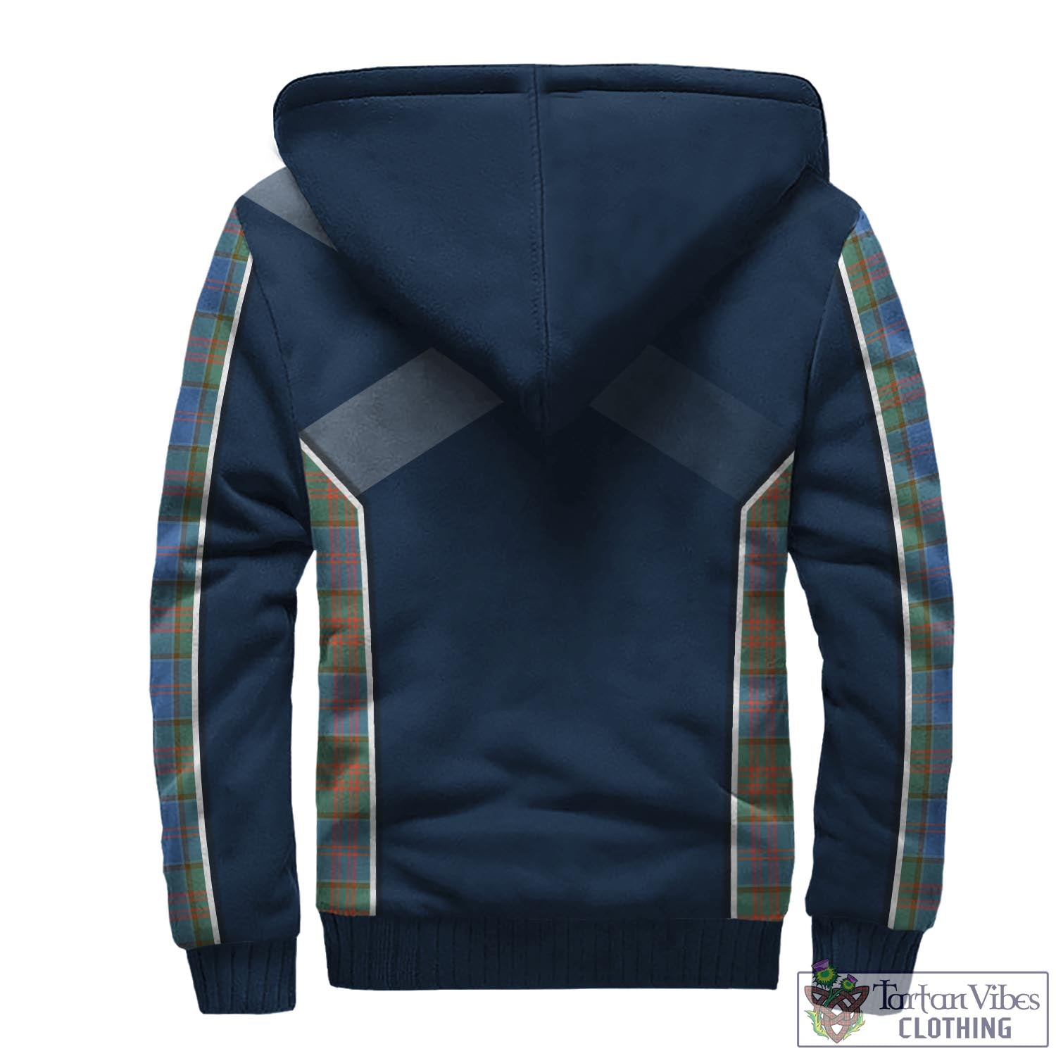 Tartan Vibes Clothing Stewart of Appin Hunting Ancient Tartan Sherpa Hoodie with Family Crest and Scottish Thistle Vibes Sport Style