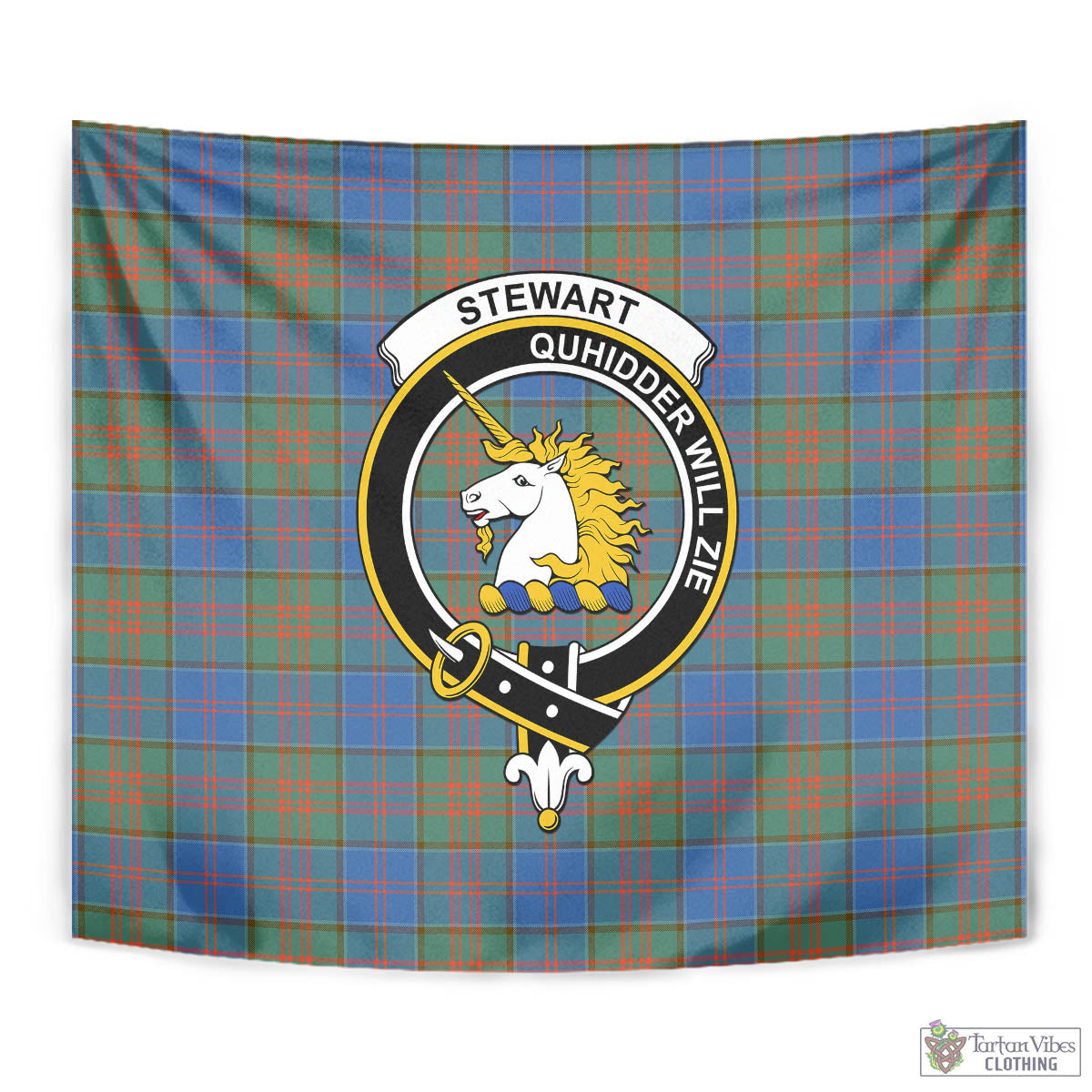 Tartan Vibes Clothing Stewart of Appin Hunting Ancient Tartan Tapestry Wall Hanging and Home Decor for Room with Family Crest