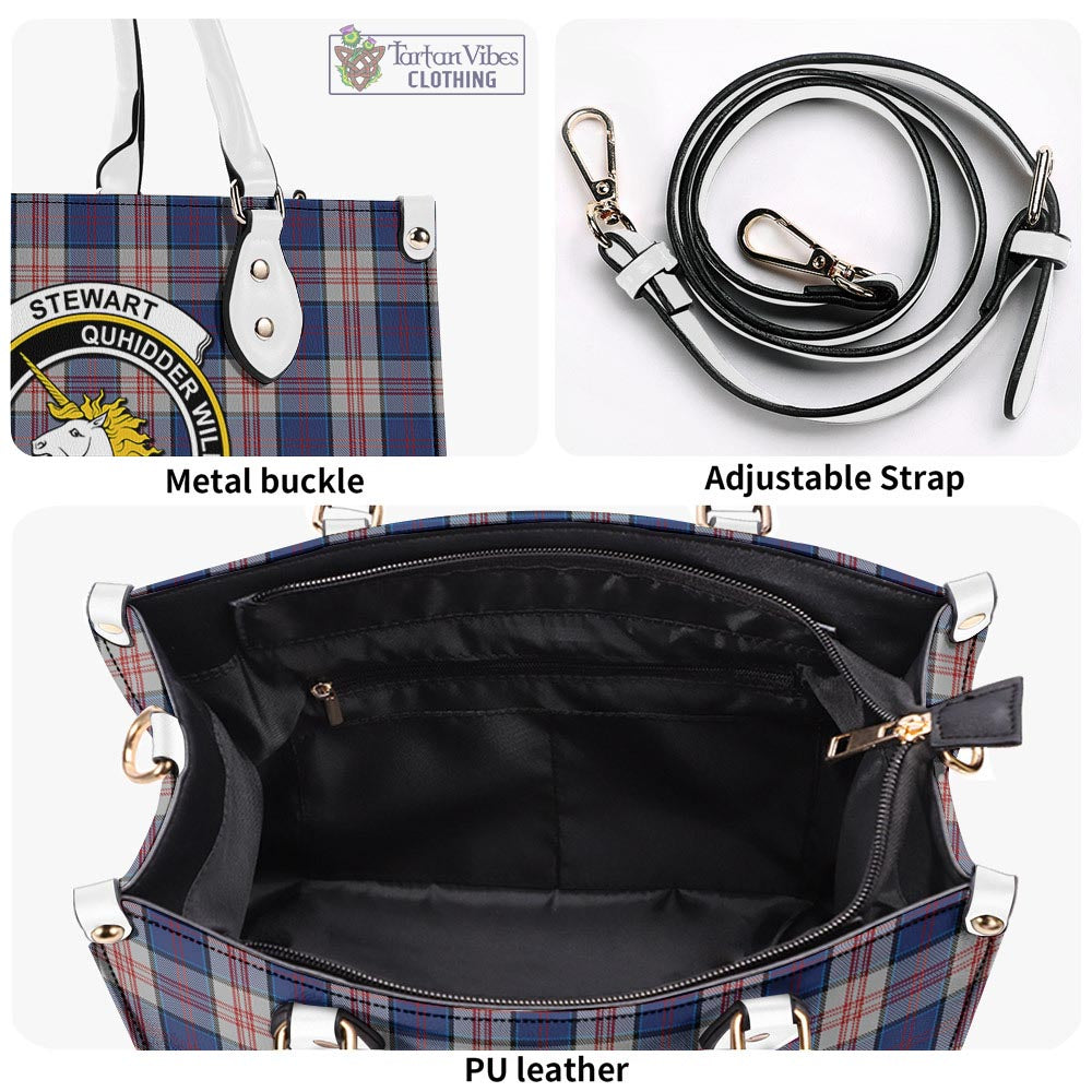 Tartan Vibes Clothing Stewart of Appin Hunting Dress Tartan Luxury Leather Handbags with Family Crest