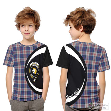 Stewart of Appin Hunting Dress Tartan Kid T-Shirt with Family Crest Circle Style