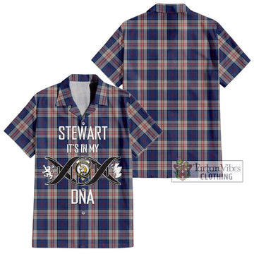 Stewart of Appin Hunting Dress Tartan Short Sleeve Button Shirt with Family Crest DNA In Me Style