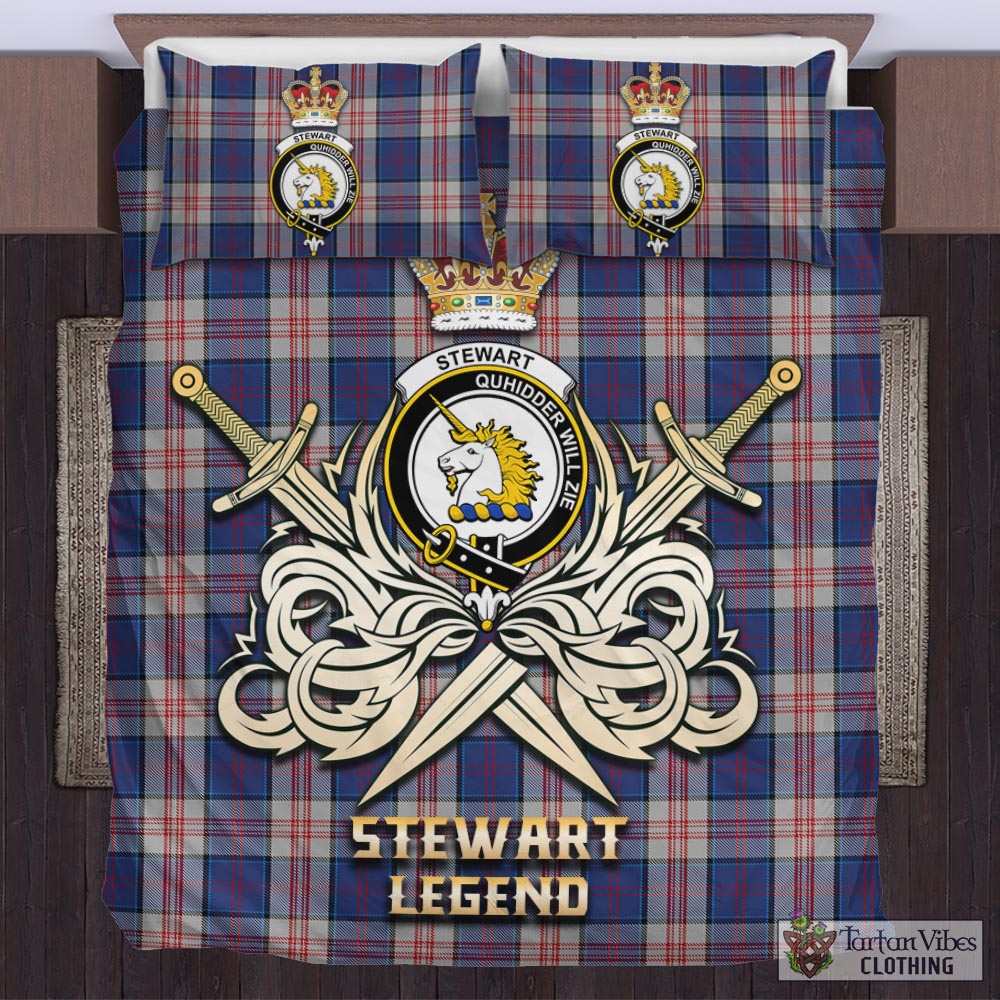 Tartan Vibes Clothing Stewart of Appin Hunting Dress Tartan Bedding Set with Clan Crest and the Golden Sword of Courageous Legacy