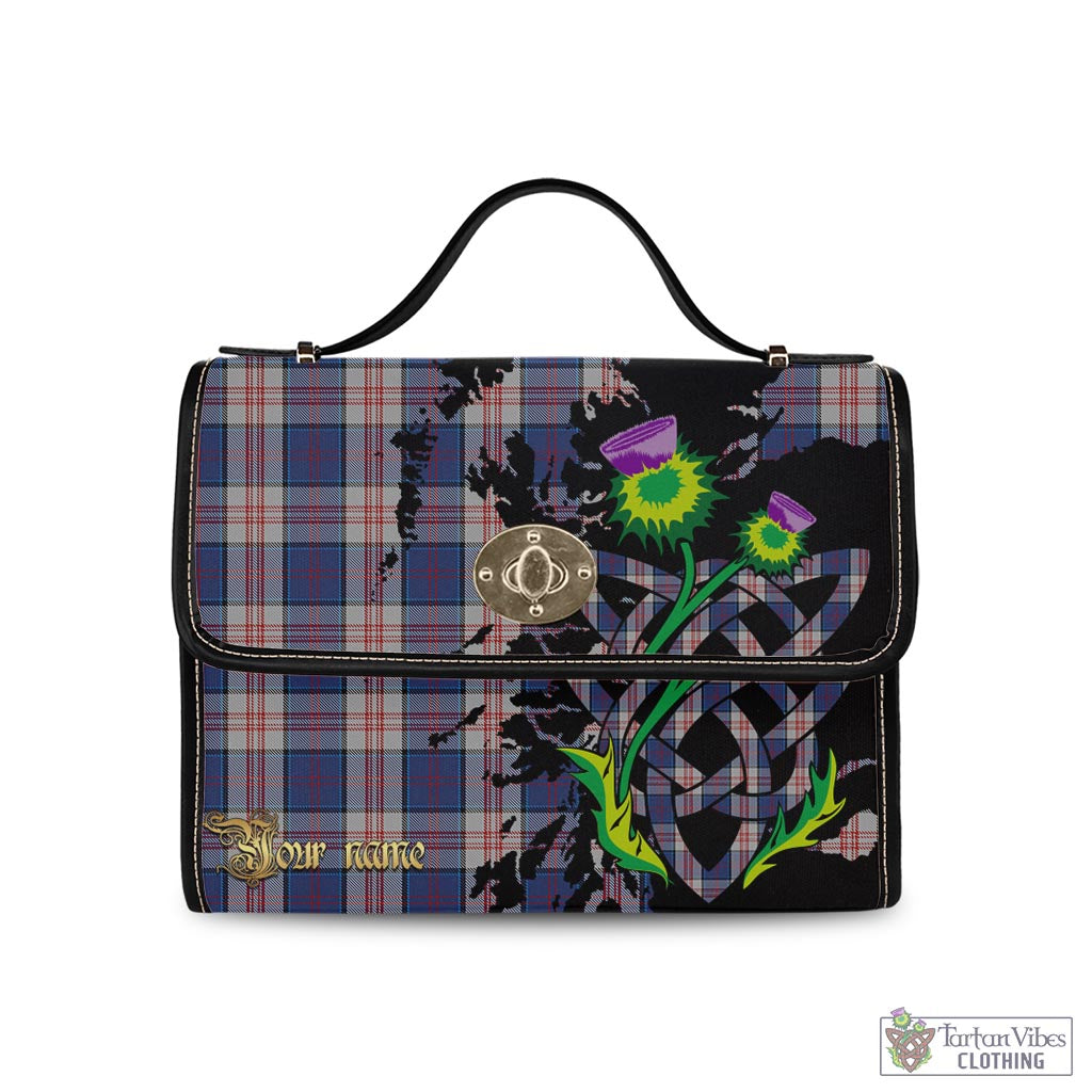 Tartan Vibes Clothing Stewart of Appin Hunting Dress Tartan Waterproof Canvas Bag with Scotland Map and Thistle Celtic Accents