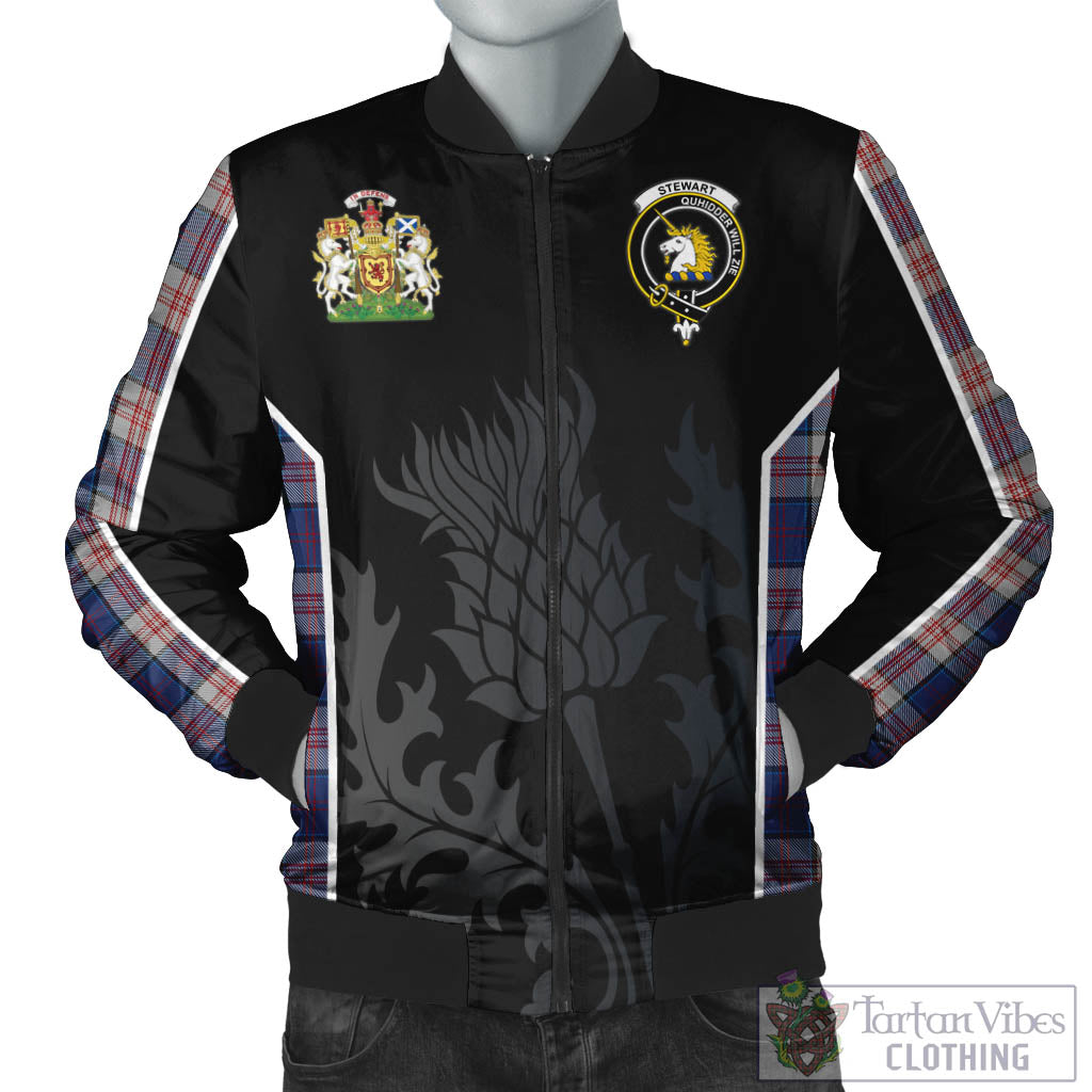 Tartan Vibes Clothing Stewart of Appin Hunting Dress Tartan Bomber Jacket with Family Crest and Scottish Thistle Vibes Sport Style