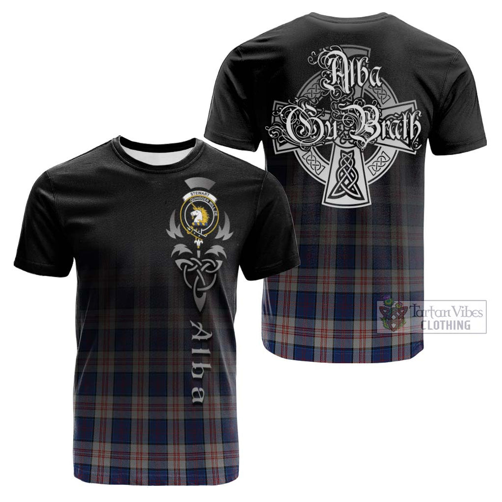 Tartan Vibes Clothing Stewart of Appin Hunting Dress Tartan Cotton T-shirt Featuring Alba Gu Brath Family Crest Celtic Inspired