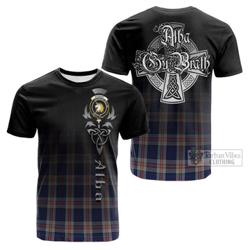 Stewart of Appin Hunting Dress Tartan Cotton T-shirt Featuring Alba Gu Brath Family Crest Celtic Inspired