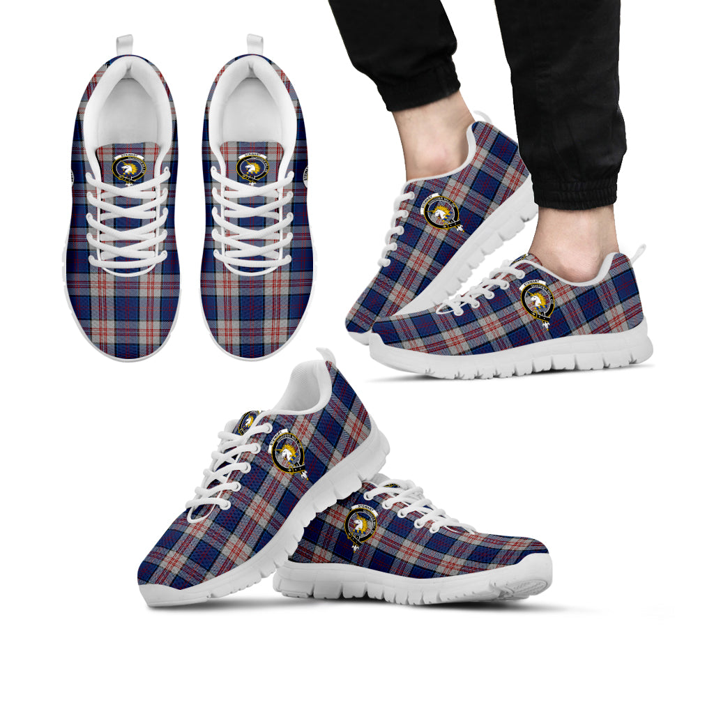 Stewart of Appin Hunting Dress Tartan Sneakers with Family Crest Kid's Sneakers - Tartan Vibes Clothing