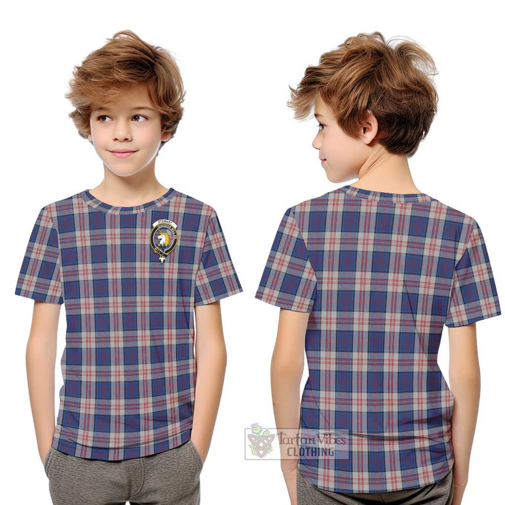 Stewart of Appin Hunting Dress Tartan Kid T-Shirt with Family Crest Youth XL Size14 - Tartanvibesclothing Shop