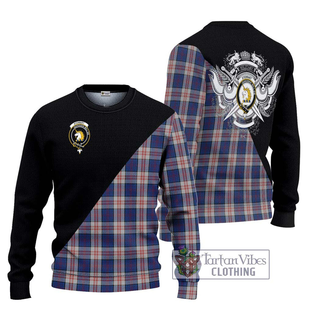 Stewart of Appin Hunting Dress Tartan Knitted Sweater with Family Crest and Military Logo Style Unisex - Tartanvibesclothing Shop