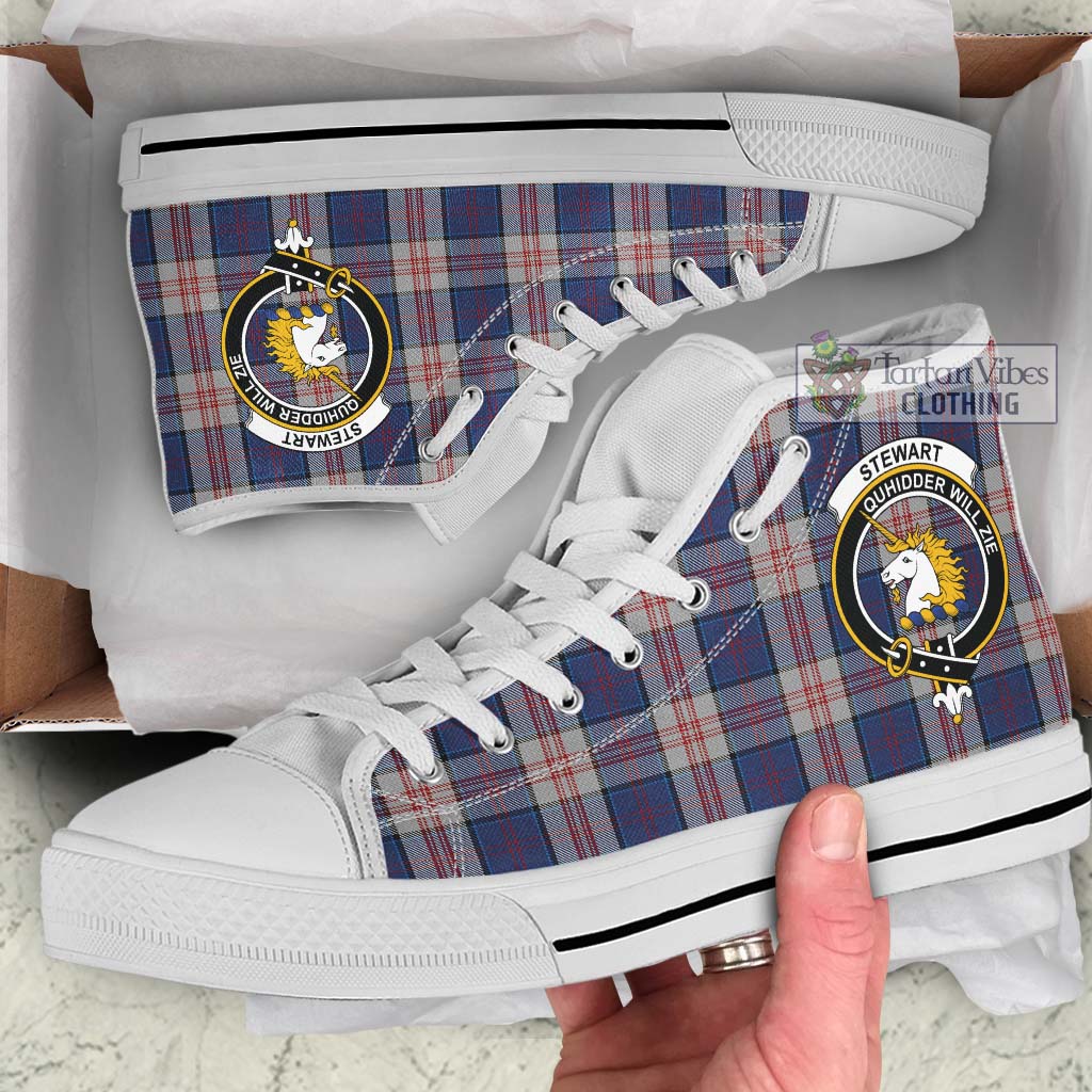 Tartan Vibes Clothing Stewart of Appin Hunting Dress Tartan High Top Shoes with Family Crest