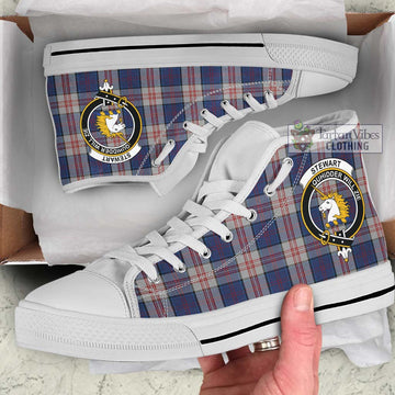 Stewart of Appin Hunting Dress Tartan High Top Shoes with Family Crest