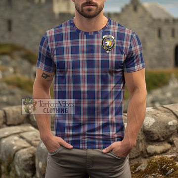 Stewart of Appin Hunting Dress Tartan Cotton T-Shirt with Family Crest