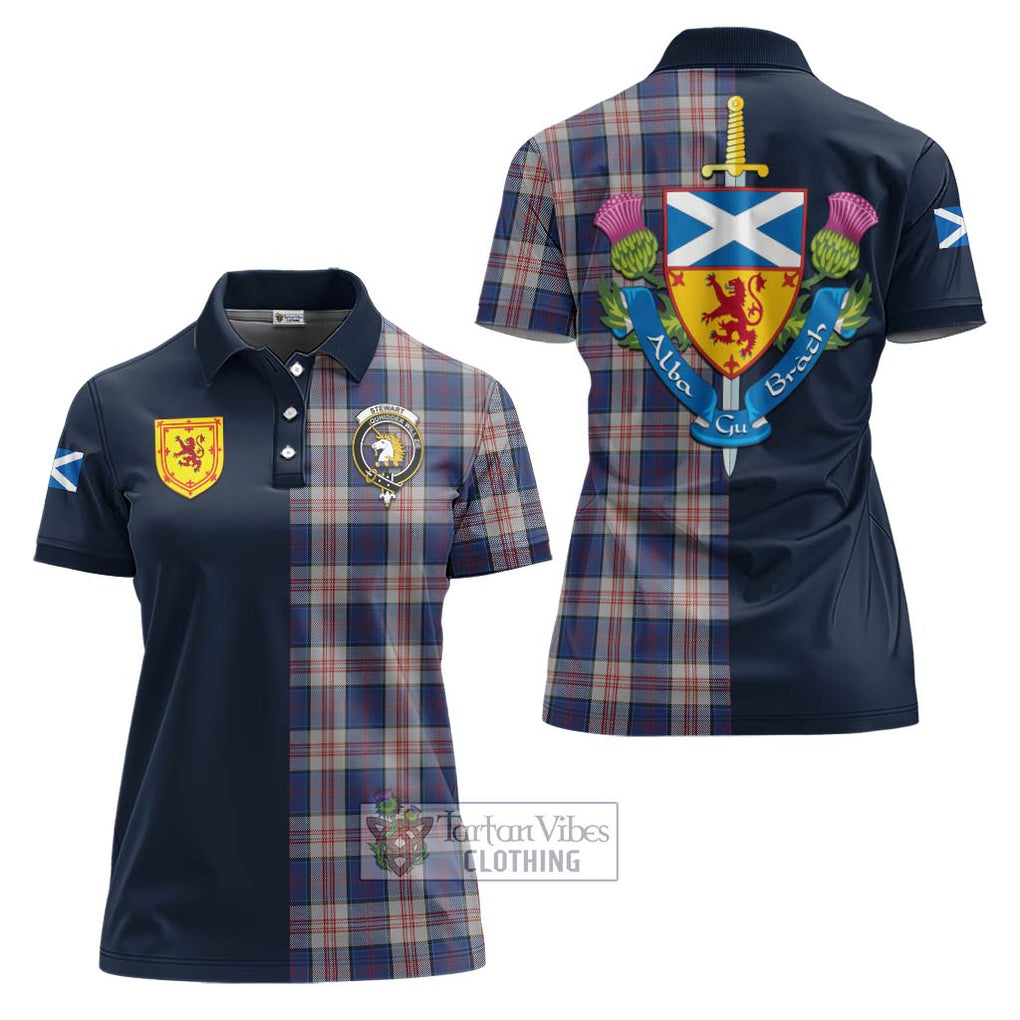 Tartan Vibes Clothing Stewart of Appin Hunting Dress Tartan Women's Polo Shirt with Scottish Lion Royal Arm Half Style