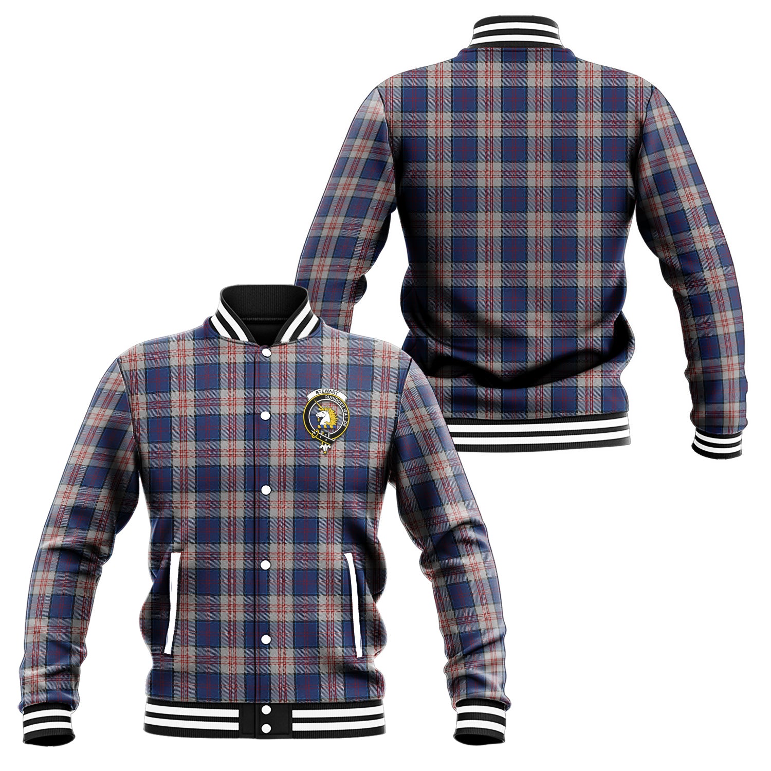 Stewart of Appin Hunting Dress Tartan Baseball Jacket with Family Crest Unisex - Tartan Vibes Clothing