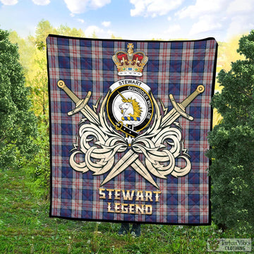 Stewart of Appin Hunting Dress Tartan Quilt with Clan Crest and the Golden Sword of Courageous Legacy