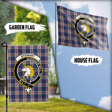 Stewart of Appin Hunting Dress Tartan Flag with Family Crest