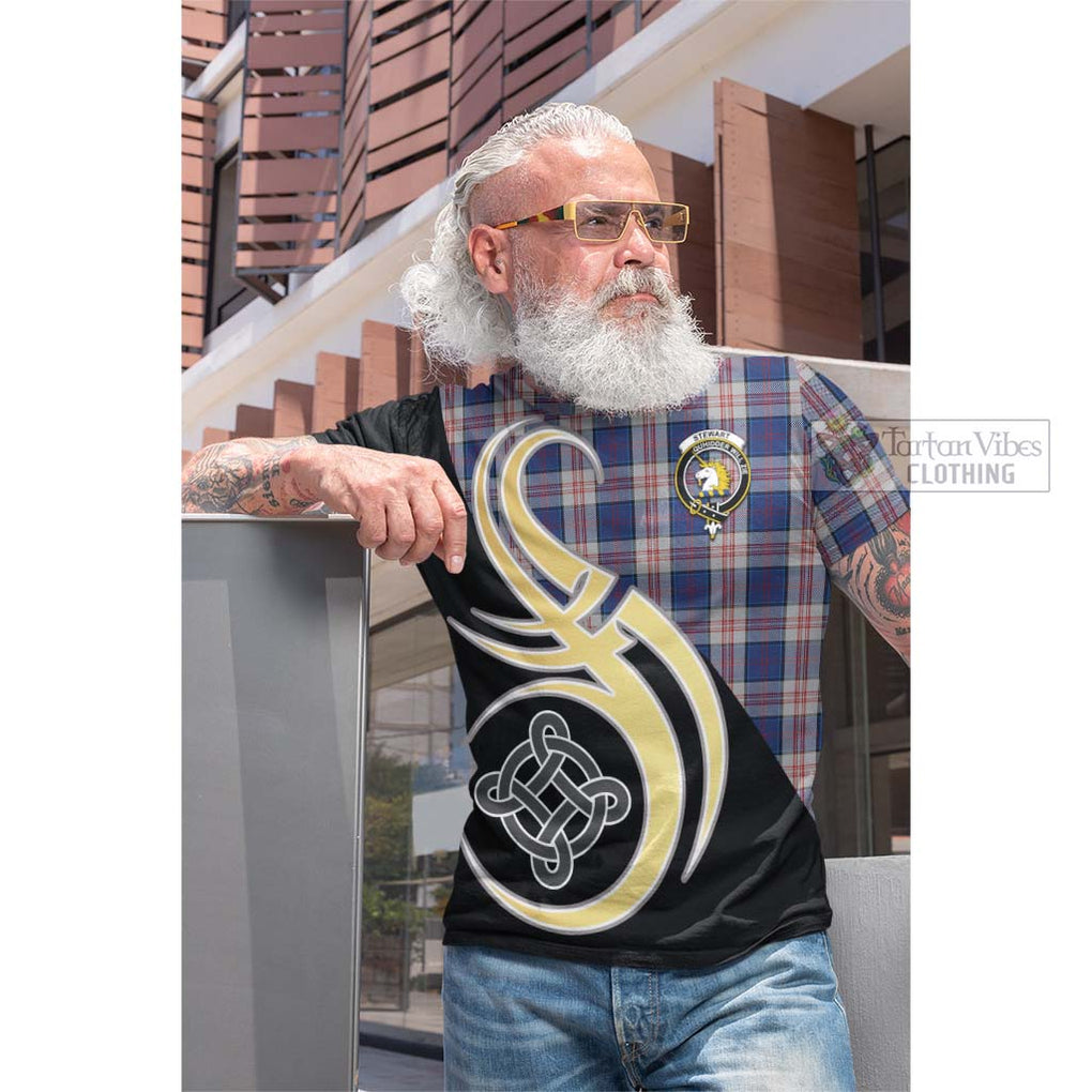 Tartan Vibes Clothing Stewart of Appin Hunting Dress Tartan Cotton T-shirt with Family Crest and Celtic Symbol Style