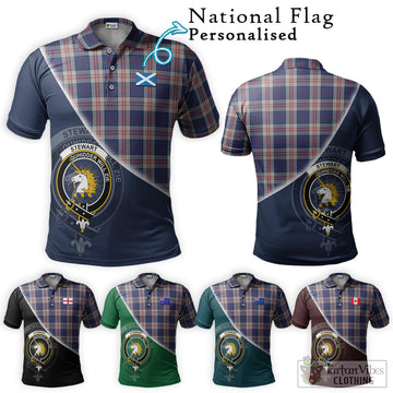 Stewart of Appin Hunting Dress Tartan Polo Shirt with Personalised National Flag and Family Crest Half Style